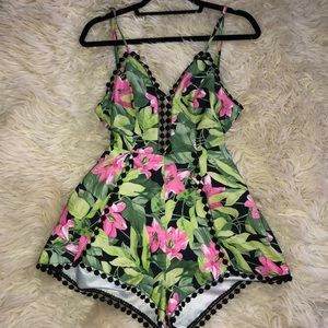 Tropical romper with open back